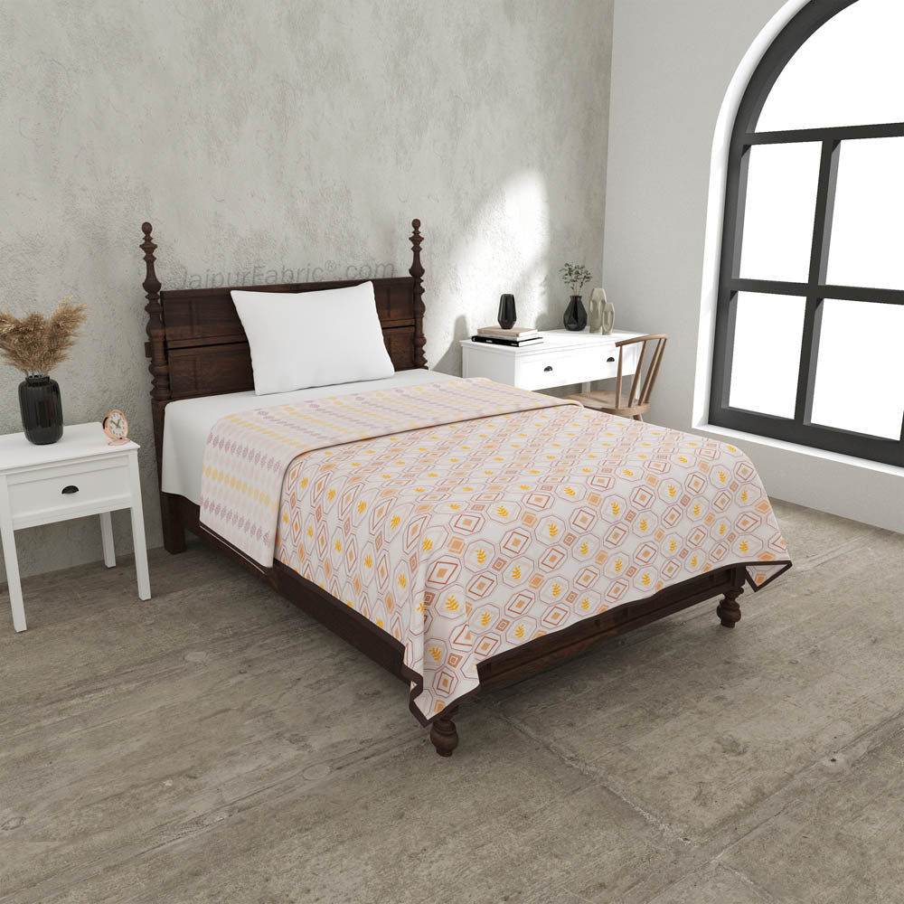 Artistic Maze Peach Yellow Single Bed Dohar Blanket